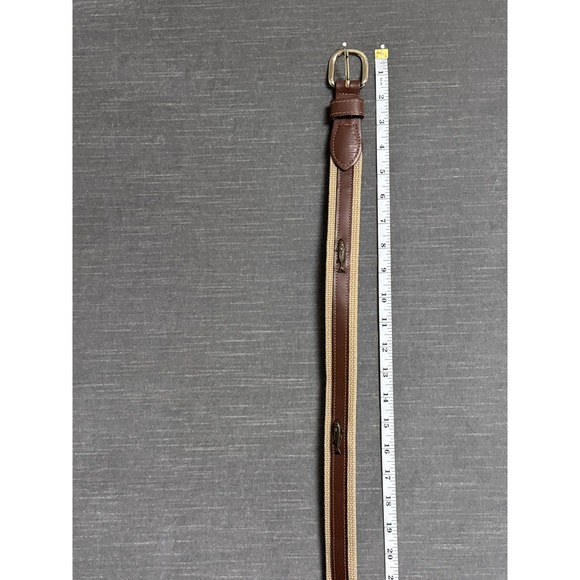 Zep Pro Belt Mens 42 Brown Cotton Canvas Leather Brass Fish Woven‎ USA - Picture 7 of 14